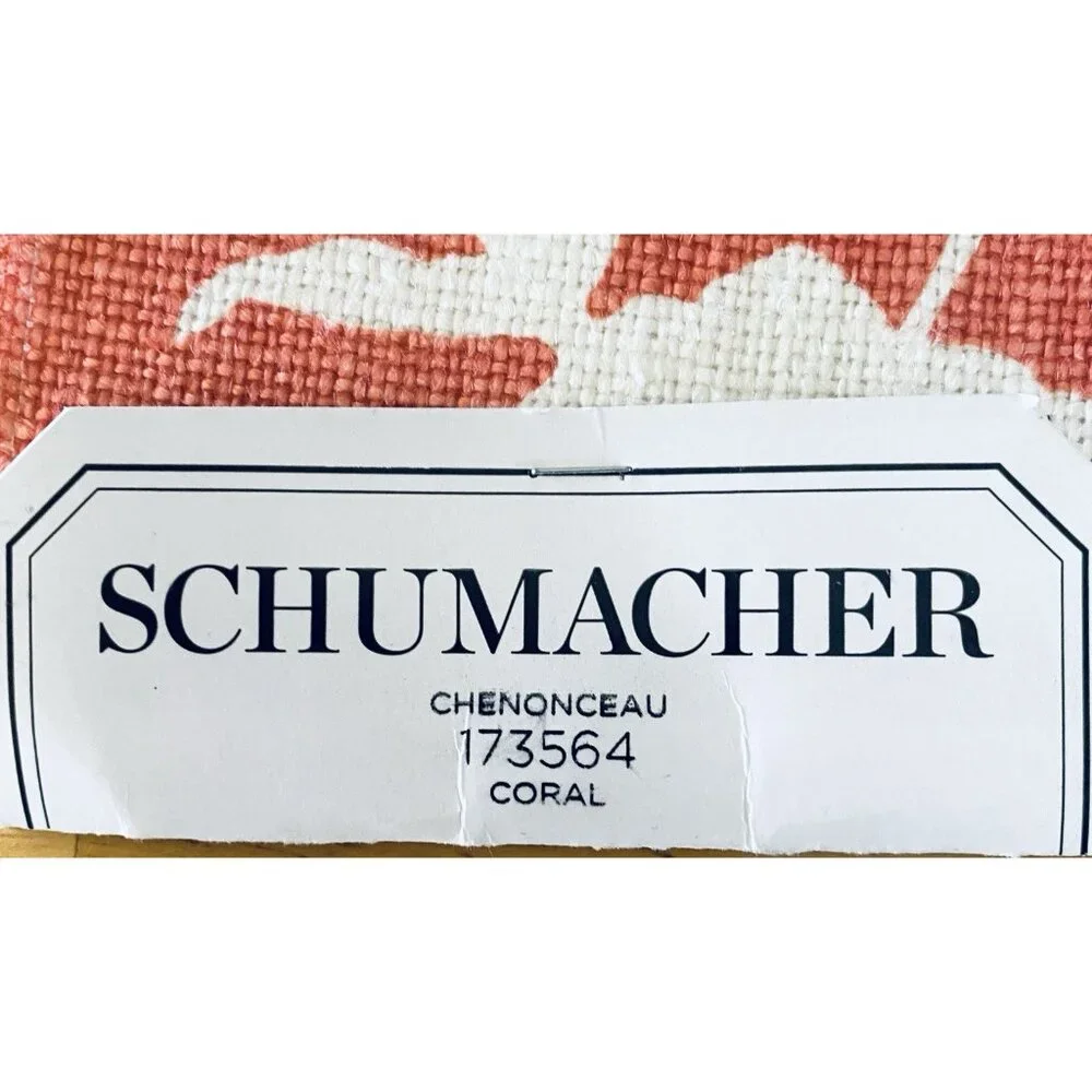 Schumacher 100% Linen Fabric Sample Coral White See Photos For Measurements READ